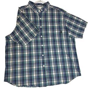 Columbia Men's 2XL XXL Regular Fit‎ Blue Green Plaid Casual Western short sleeve